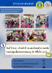 9 ต.ค. 2566 คัดกรองกลุ่มเสี่ยงความดันอายุ 35 ปีขึ้นไป